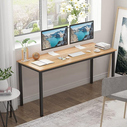 Need Large Computer Desk 63IN Large Home Office Desk,Heavy Duty Modern Simple Computer Table,Modern Sturdy PC Table for Work/Writing/Gaming/Study/Meeting Teak&Black AC3BB(160 * 60)