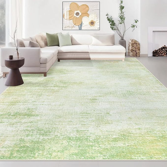 Area Rugs 8x10 Living Room: Washable Rug Modern Abstract Large Rugs Soft Non Slip Neutral Rug Stain Resistant Indoor Carpet for Bedroom Kitchen Dining Room Home Office Rugs(Green,8'x10')