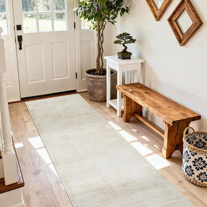 Kitchen Runner Rugs Non Skid Washable 2x6,Rubber Backed Non Slip Boho Neutral Abstract Modern Runner Rug for Entryway Bathroom,Tan Beige Ombre Rug for Kitchen Laundry Room,2 x 6
