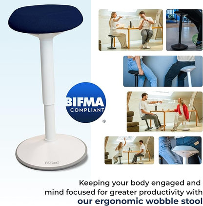 Standing Desk Stool Chair, Height Adjustable Stool 21-31 inch for Office and Classroom, Swivel seat, Anti-Slip Bottom Ergonomic Wobble Stool with Rocking Motion, Blue