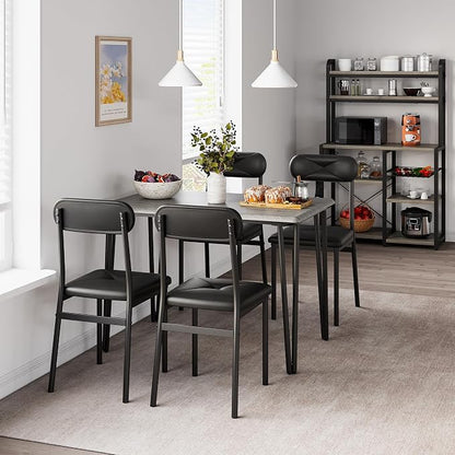 CABIHOME 4-Piece Compact Office Desk and Chair Set, Space Saving Dining Table and Chairs, Multi-Purpose MDF Table Set with Ergonomic Cushioned Chairs, Vintage Brown Waterproof, for Small Apartment/Kit