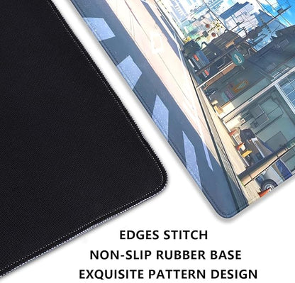 Anime Tokyo Street Japanese Mouse Pad,Large Extended Gaming Mouse Mat with Stitched Edges,Non-Slip Waterproof Rubber Base Desk Mat for Office Work Home Games Desk Pad(27.5X11.8 in)
