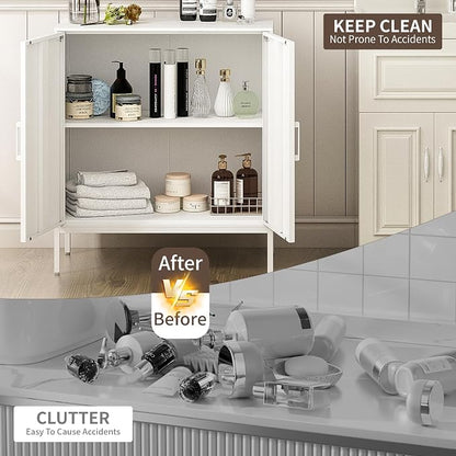 Metal Storage Cabinet,Storage Locker Cabinet with Shelves 2 Door Lockable Cabinet White Locking Tool File Cabinet Sideboard for Office, Garage, Bathroom