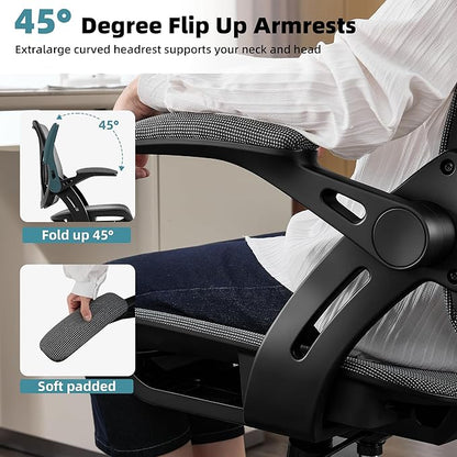 Ergonomic Office Chair, Comfy Computer Desk Chair with Adjustable Lumbar Support,Tilt Function, Comfy Wide Seat, Swivel Executive Computer Desk Chairs for Company and Home