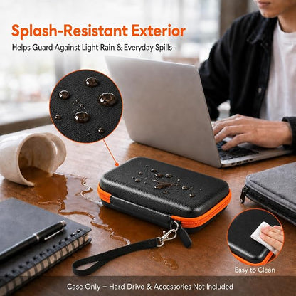 Case Compatible with LaCie Rugged Mini 1TB/ 2TB/ 4TB/ 5TB External Hard Drive Portable HDD, Storage Holder for Hard Drives for Mac and PC Computer & USB 3.0 2.0 Cable SD Cards (Orange)