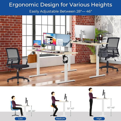 Our Modern Space Height Adjustable 55" Electric Standing Desk - Upgraded Ultra Durable Home Office Large Rectangular Computer or Laptop Sit Stand Workstation - 55 x 24 Inch