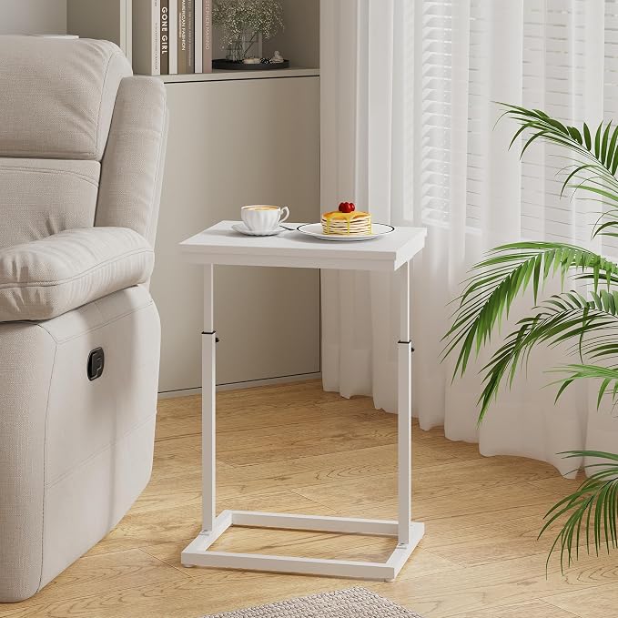 TUTOTAK End Table, Side Table, Tall Couch Table, Sofa Table, Living Room, Bedroom，White TB01BW083P