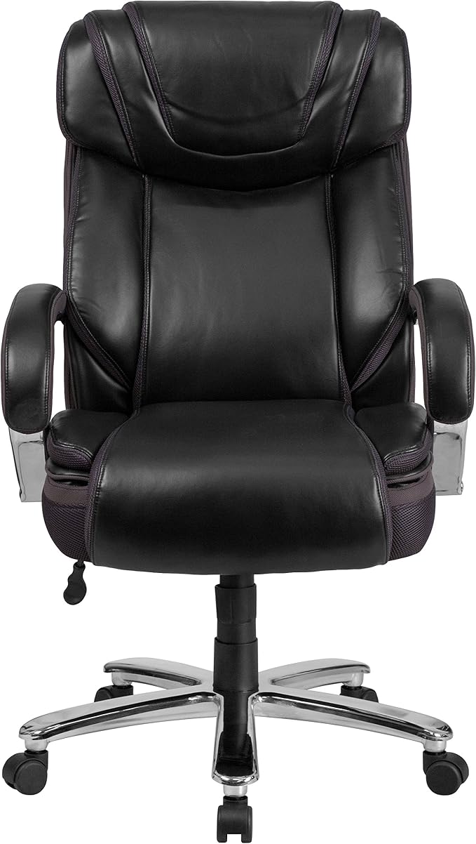 Flash Furniture HERCULES Series Big & Tall 500 lb. Rated Black LeatherSoft Executive Swivel Ergonomic Office Chair with Extra Wide Seat