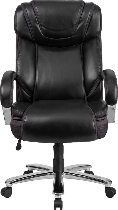 Flash Furniture HERCULES Series Big & Tall 500 lb. Rated Black LeatherSoft Executive Swivel Ergonomic Office Chair with Extra Wide Seat