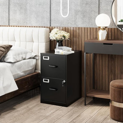 Fesbos 2 Drawers File Cabinet Metal Vertical Filing Cabinets Metal Lockable Storage Cabinets with Lock for Home Office to Hanging Files
