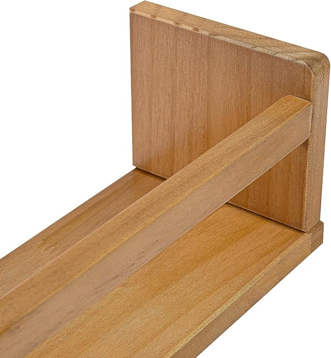 AZSKY Light Walnut Floating Nursery Shelves, Wall Mounted Book Shelves Nursery Kids Room Decor 24 Inch, Toddler Bookshelf for Bathroom Living Room Kitchen Spice Rack a Set of 3