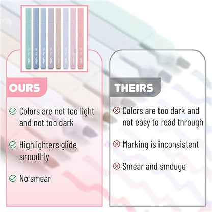 Mr. Pen- Aesthetic Highlighters No Bleed, 8 Pack, Morandi Colors | Chisel Tip, Cute Highlighters Assorted Colors for Journaling, Highlighting, Underlining, Fast Dry, Back to School Supplies