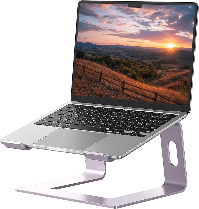 SOUNDANCE Laptop Stand, Aluminum Computer Riser, Ergonomic Laptops Elevator for Desk, Metal Holder Compatible with 10 to 15.6 Inches Notebook Computer, Purple