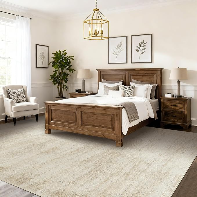 BILEEHOME 5x8 Area Rugs for Living Room, Neutral Abstract Modern Farmhouse Boho Rugs for Dining Room Bedroom, Tan Brown with Cream Beige