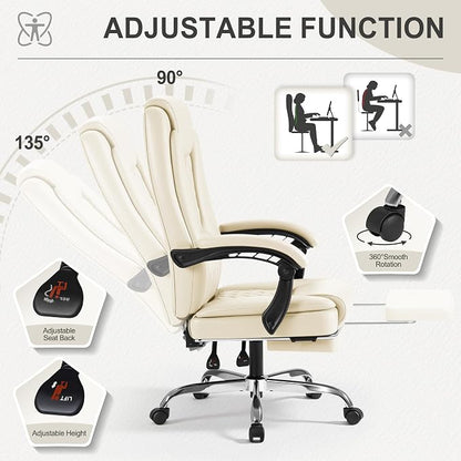 Homall Executive Home Office Chair with Lumbar Support,400lbs Adjustable Ergonomic High Back Office Chair Reclining Managerial Chair for Home Office (Beige)