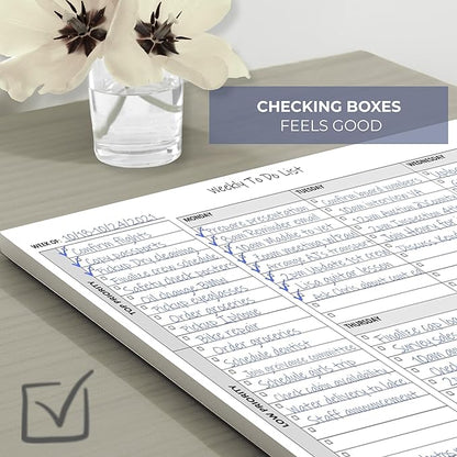 Life Charge Weekly Planner Notepad for Work & Home, Weekly To Do List Pad with Daily Checklist, Priority & Notes, 60 Pages, 8.5 x 11 Letter, Landscape
