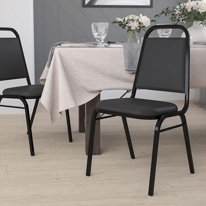 Flash Furniture Hercules Series Trapezoidal Vinyl Banquet and Event Chair, Commercial Event Chair with Padded Seat and Back, Black
