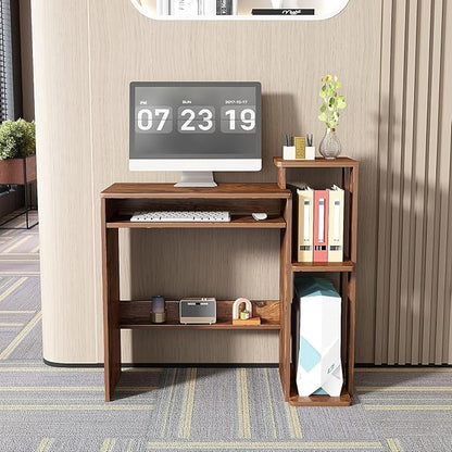 ALISENED Computer Desk with Storage Shelves, Home Office Desk with Monitor Stand, Small Writing Desk Table with Keyboard Tray,Study Table with CPU Stand for Small Spaces (35"-Rusitc Brown)