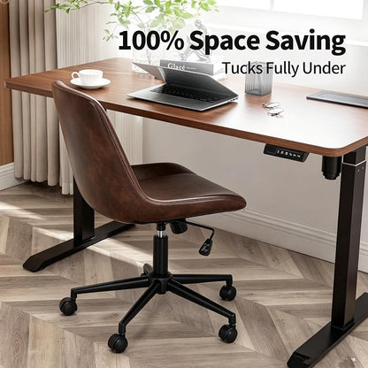 DUHOME Modern PU Leather Office Chair Desk Chair Swivel Computer Chair Dark Brown