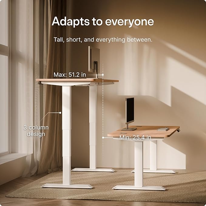 Desktronic Height Adjustable Standing Desk Frame — Ergonomic Sit Stand Desk Frame, Electric Dual Motors 353 lbs, USB & USB-C Charging, Wobble-Free, Touchscreen, 3 Memory Presets, Anti-Collision