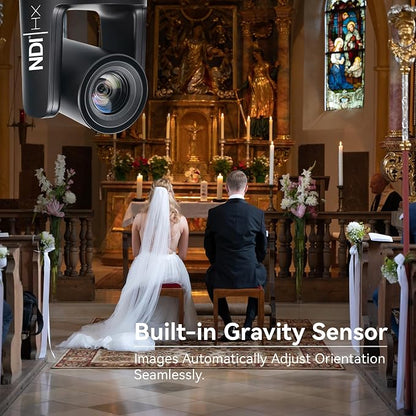 TONGVEO NDI PTZ Camera with AI Auto-Tracking: 20X Optical Zoom HDMI SDI USB PoE IP 1080P 60fps Video Camera for Live Streaming Conference Room Webcam for Church Worship, OBS