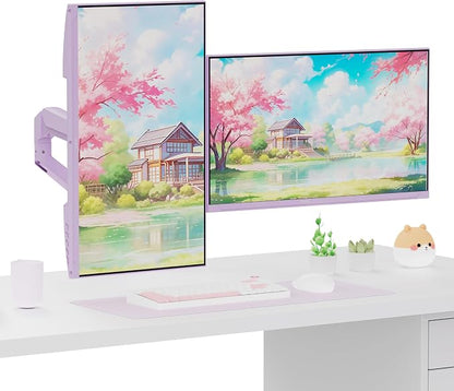 Pixio PS1D Wave Purple Dual Monitor Arm Stand Desk Mount - Fits up to 32 inches Monitors and up to 19.8lbs. VESA Compatibility and Integrated Cable Management