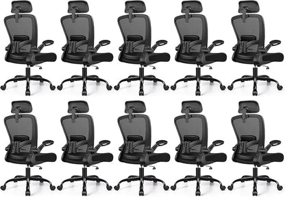 FelixKing Office Chair, Desk Chair with Adjustable Lumbar Support, Ergonomic Computer Chair with High Back and Armrest, Adjustable Height Gaming Chair Home Office Swivel Chair, Pack of 10, Black