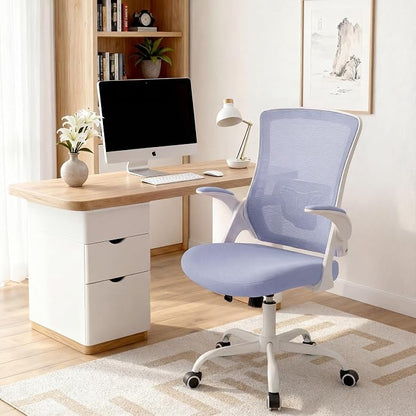NEO CHAIR Office Chair High Back Desk Mesh Chair Comfy Computer Gaming Seat with Adjustable Ergonomic Lumbar Rolling Flip-up Armrests and Wheels (Purple)