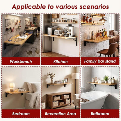 Need Wall Mounted Table - Heavy Duty Small Fold Down Desk Length 36" Width 20" Perfect Addition to Garage & Shed/Home Office/Laundry/Home Bar/Kitchen & Dining Room AC15BB(9050)