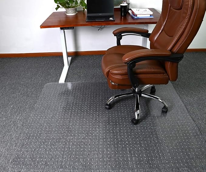 Office Chair Mat, 45" x 53" Clear Carpet Chair Mats for Low Pile Carpeted Floors Home Office, Studded Floor Mat for Office Chair on Carpet