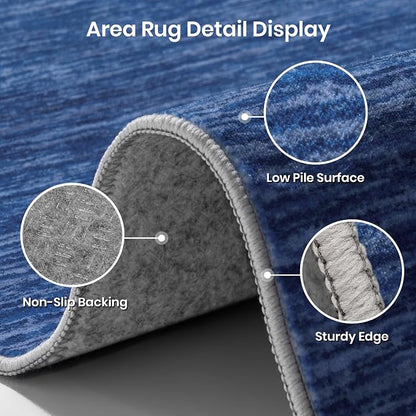 Valenrug Washable Rugs 9x12 - Non Slip 9x12 Area Rugs for Living Room, Stain Resistant Area Rugs for Bedroom, Foldable Machine Washable Area Rug(9'x12', Navy)