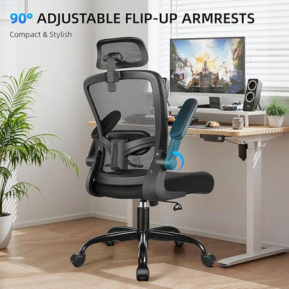 FelixKing Office Chair, Desk Chair with Adjustable Lumbar Support, Ergonomic Computer Chair with High Back and Armrest, Adjustable Height Gaming Chair Home Office Swivel Chair(Black)