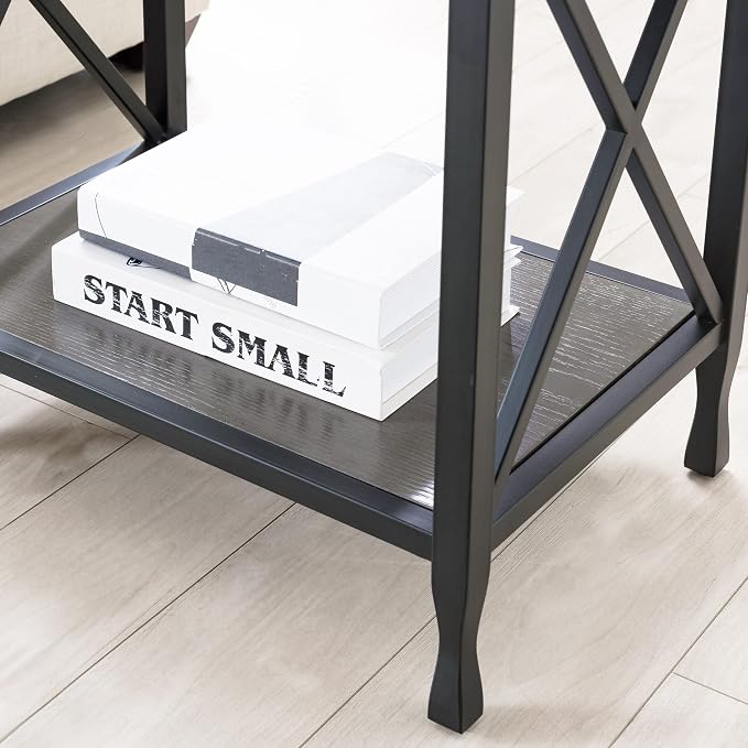 Leick Home 23022 Chisel & Forge One Drawer Nightstand with Shelf, Smoke Gray and Matte Black