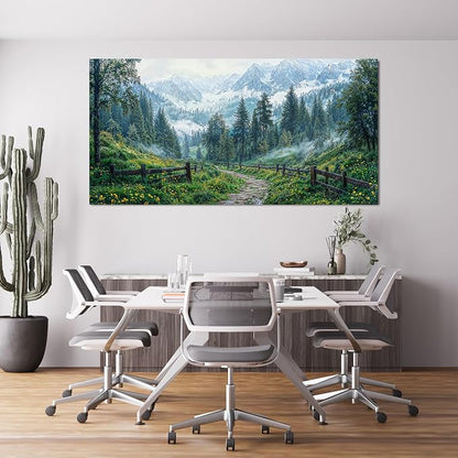 Canvas Wall Art Decor Canvas Art Wall Decor Modern Large Landscape Wall Art Wall Art Pictures for Living Room Large Artwork for Walls Green Forest Wall Art Prints Bedroom Office Decor 29" X 58"
