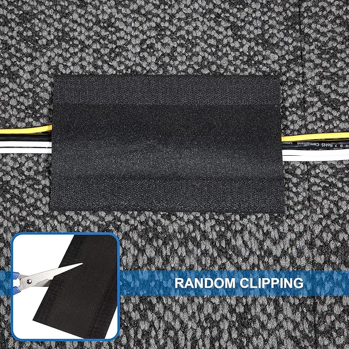 WILLBOND Carpet Cord Cover Cable Protector Floor Cover Cable Protector Management Only for Commercial Office Carpet(9.84 ft,Black)
