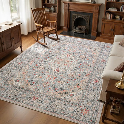 Goideal Washable Rug 3x5, Beige Area Rugs Non Slip, Indoor Low Pile Carpet with Rubber Backing for Living Room Kitchen Bathroom Entryway Office Bedroom