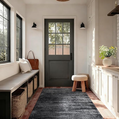 BILEEHOME Black Rugs for Kitchen Bathroom,Boho Abstract Small Area Rugs for Bedroom,Black and White,3x5