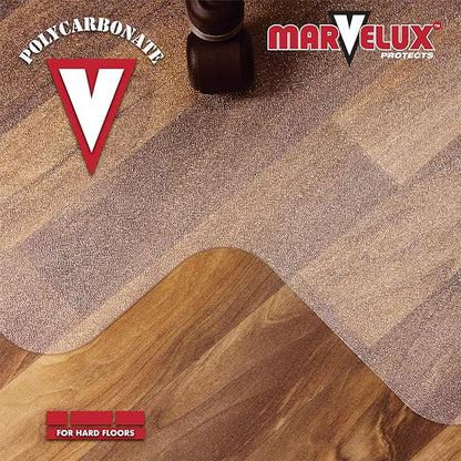 Marvelux Heavy Duty Polycarbonate Office Chair Mat for Hardwood Floors 47" x 53" | Transparent Hard Floor Protector with Lip | Multiple Sizes