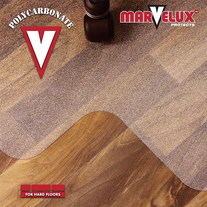 Marvelux Heavy Duty Polycarbonate Office Chair Mat for Hardwood Floors 36" x 48" | Transparent Hard Floor Protector with Lip | Pack of 2