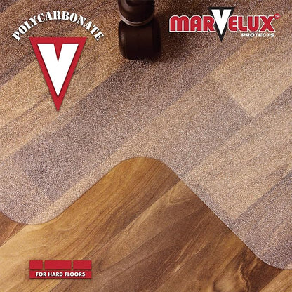 Marvelux Heavy Duty Polycarbonate Office Chair Mat for Hardwood Floors 36" x 48" | Transparent Hard Floor Protector with Lip | Pack of 2