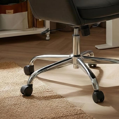 COLAMY Ellis High-Back Home Office Desk Chair, Leather Executive Chair with Integrated Armrests, Black