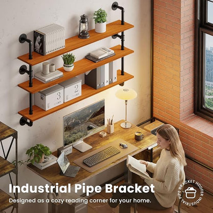 HDDFER Bathroom Floating Shelves for Wall - Industrial Pipe Shelving Shelves Wall Mounted Shelf Over Toilet Farmhouse Home Decor Display Bookshelf 48 in