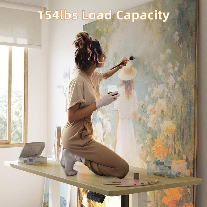 YIHAYO Low Height Adjustable Desk, Lifts 18.1-28.3 Inches, Electric Standing Desk for Short People, 60 x 24 Inches Computer Table with Splice Board for Home Office, Natural