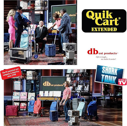 dbest Products Quik Cart Extended Four Wheeled Rolling Crate Teacher Utility with seat Dual Accessible Doors Heavy Duty Collapsible Basket with Two Position Handle