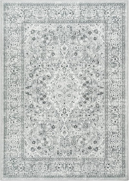 Goideal Washable Rug 4x6, Gray Area Rugs Non Slip, Indoor Low Pile Carpet with Rubber Backing for Living Room Kitchen Bathroom Entryway Office Bedroom