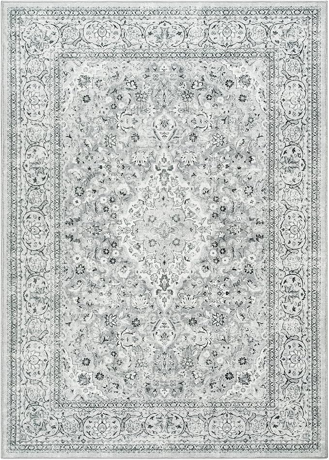 Goideal Washable Entry Rug 2x3, Gray Small Area Rugs Non Slip, Indoor Low Pile Carpet with Rubber Backing for Bathroom Kitchen Entryway Office