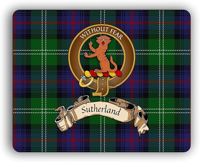 Sutherland Scottish Clan Tartan Crest Computer Mouse Pad