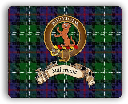 Sutherland Scottish Clan Tartan Crest Computer Mouse Pad