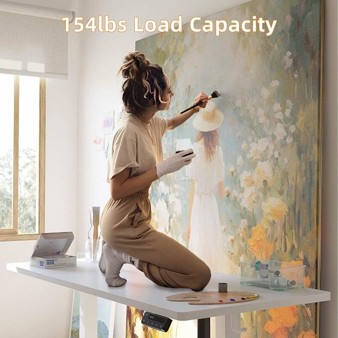 YIHAYO Low Height Adjustable Desk, Lifts 18.1-28.3 Inches, Electric Standing Desk for Short People, 40 x 24 Inches Computer Table with Splice Board for Home Office, White