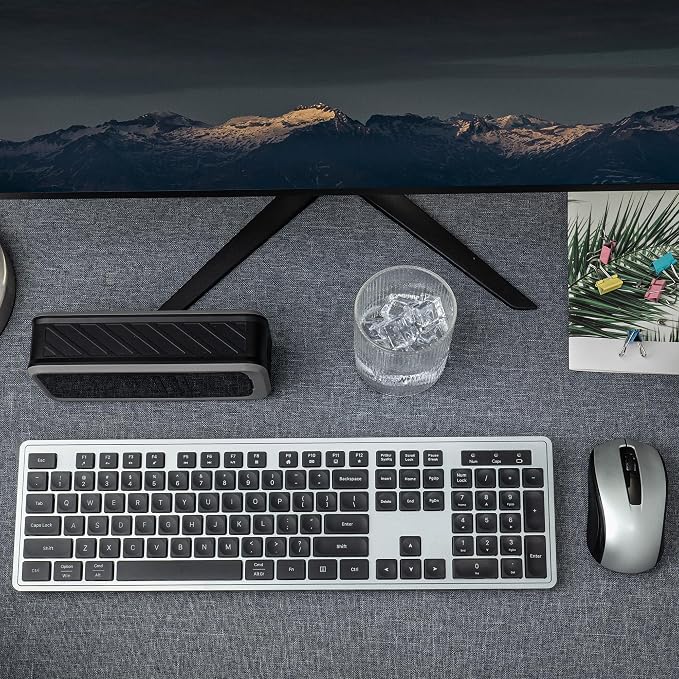 Wireless Keyboard and Mouse, 2.4GHz Cordless Silent Keyboard Mouse Combo, Optical Mouse, Plug and Play USB Receiver, Compatible with Windows, Mac, Laptop, and PC – Ideal for Office Use（Black Gray）